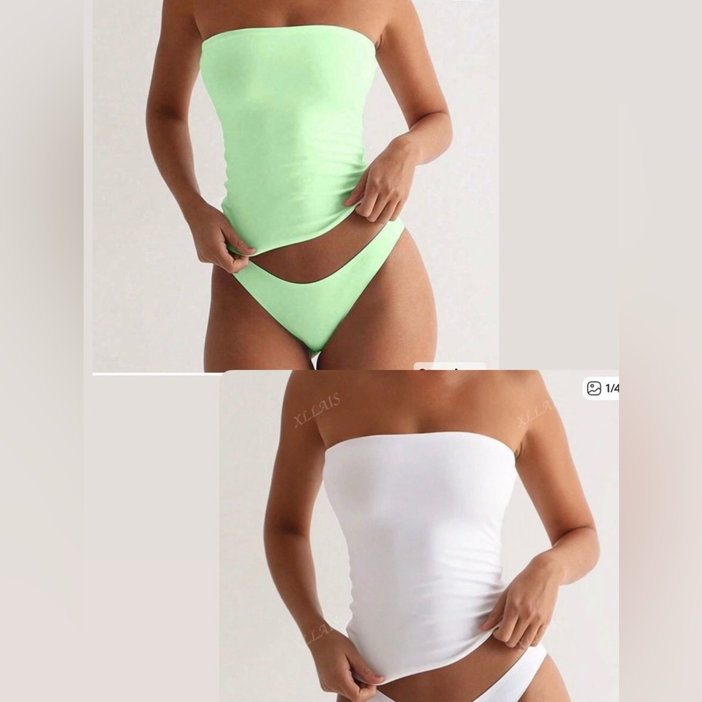 Two Tube Tops - Mint Green and White